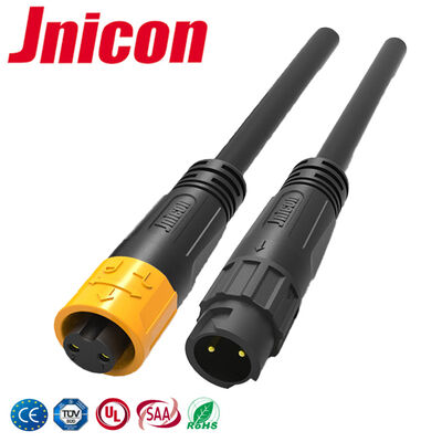 Jnicon 10A M12 2 পিন ছাঁচনির্মাণ তারের সংযোগকারী বহিরঙ্গন জলরোধী দ্রুত সংযোগ বিচ্ছিন্ন