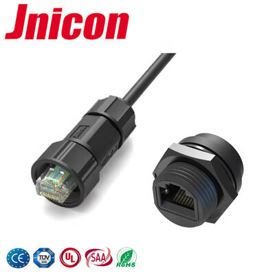 UL PA66 স্ক্রু লক নাইলন Cat5e M19 RJ45 জলরোধী সংযোগকারী