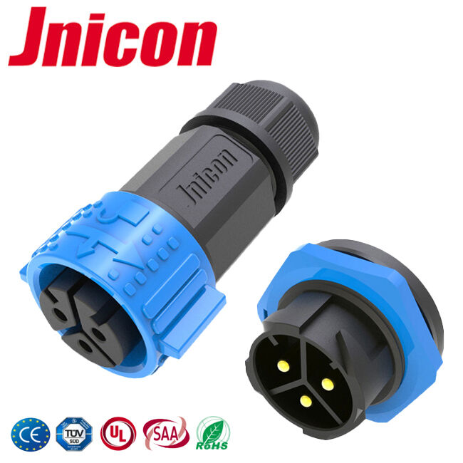 M25 পুরুষ মহিলা 3 পিন পাওয়ার সংযোগকারী PA66 500V ওয়্যার টু বোর্ড জলরোধী সংযোগকারী