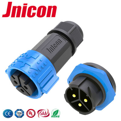 M25 পুরুষ মহিলা 3 পিন পাওয়ার সংযোগকারী PA66 500V ওয়্যার টু বোর্ড জলরোধী সংযোগকারী