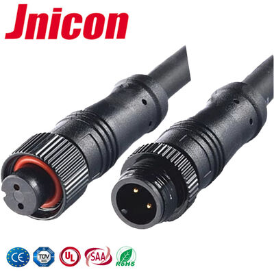 10A M12 ওয়াটারপ্রুফ ইলেকট্রিক কানেক্টর 300V LED কোর পাওয়ার ক্যাবল কানেক্টর