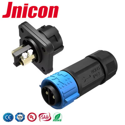 50A M25 2 পিন সার্কুলার পাওয়ার সংযোগকারী IP67 ইলেকট্রিকাল ওয়্যার টু বোর্ড সংযোগকারী