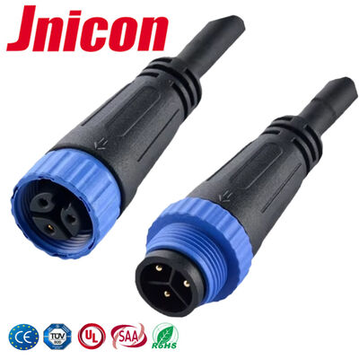আউটডোর LED এর জন্য গোল্ড-প্লেটেড ৩ পিন ওয়াটারপ্রুফ কেবল কানেক্টর M15 10A 300V